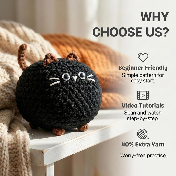 Häkelset Für Anfänger, 4 Stück Crochet Set Amigurumi Katze, Häkelset Stricken Für Anfänger Set Mit V