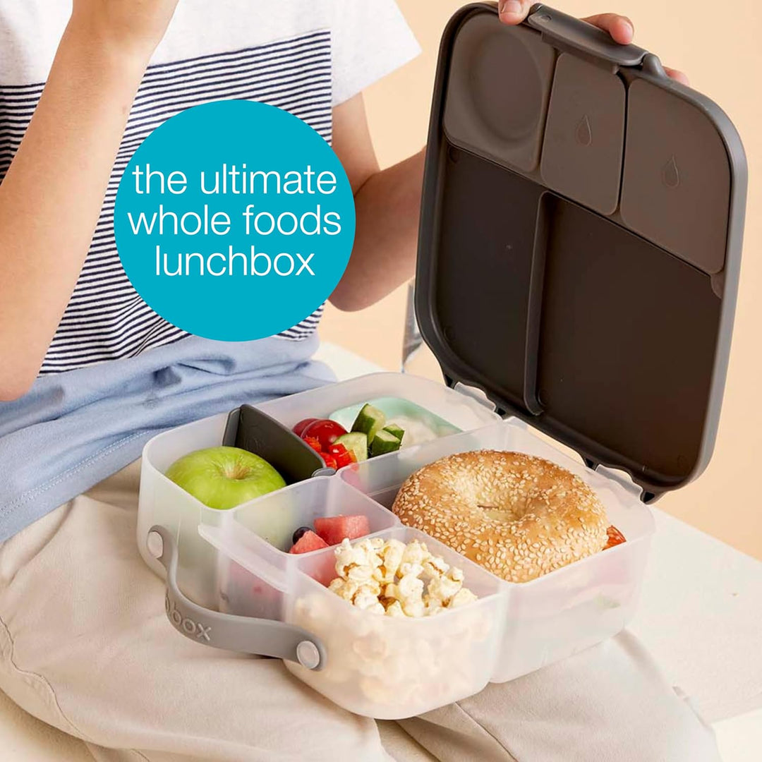 b.box Brotdose | Grosse Bento-Box mit 4 Fächern (2 auslaufsicher), herausnehmbarer Trenner, Gel-Kühl