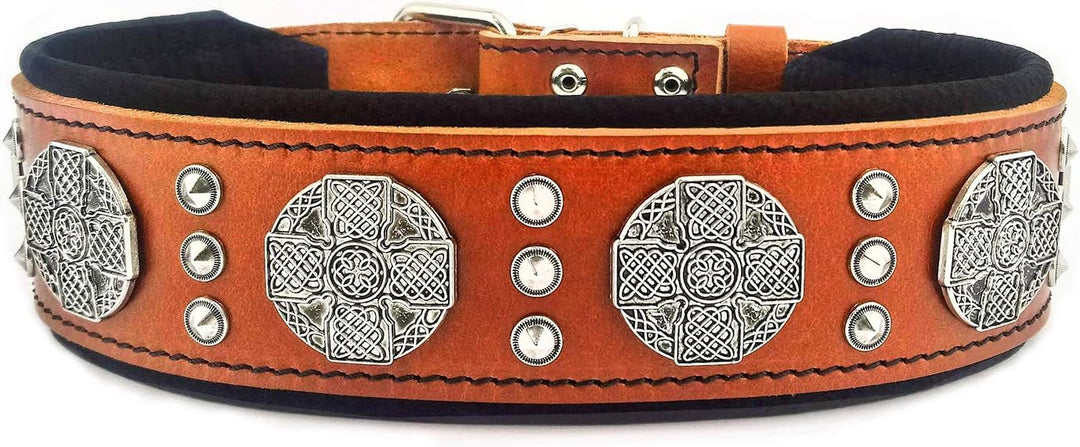 Bestia Maximus Echtleder Hundehalsband für grosse Hunde 100% Leder XXL- 65 bis 75 cm Halsumfang Brau