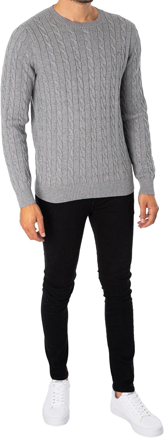 GANT Herren Cotton Cable C-Neck Pullover XS Cream