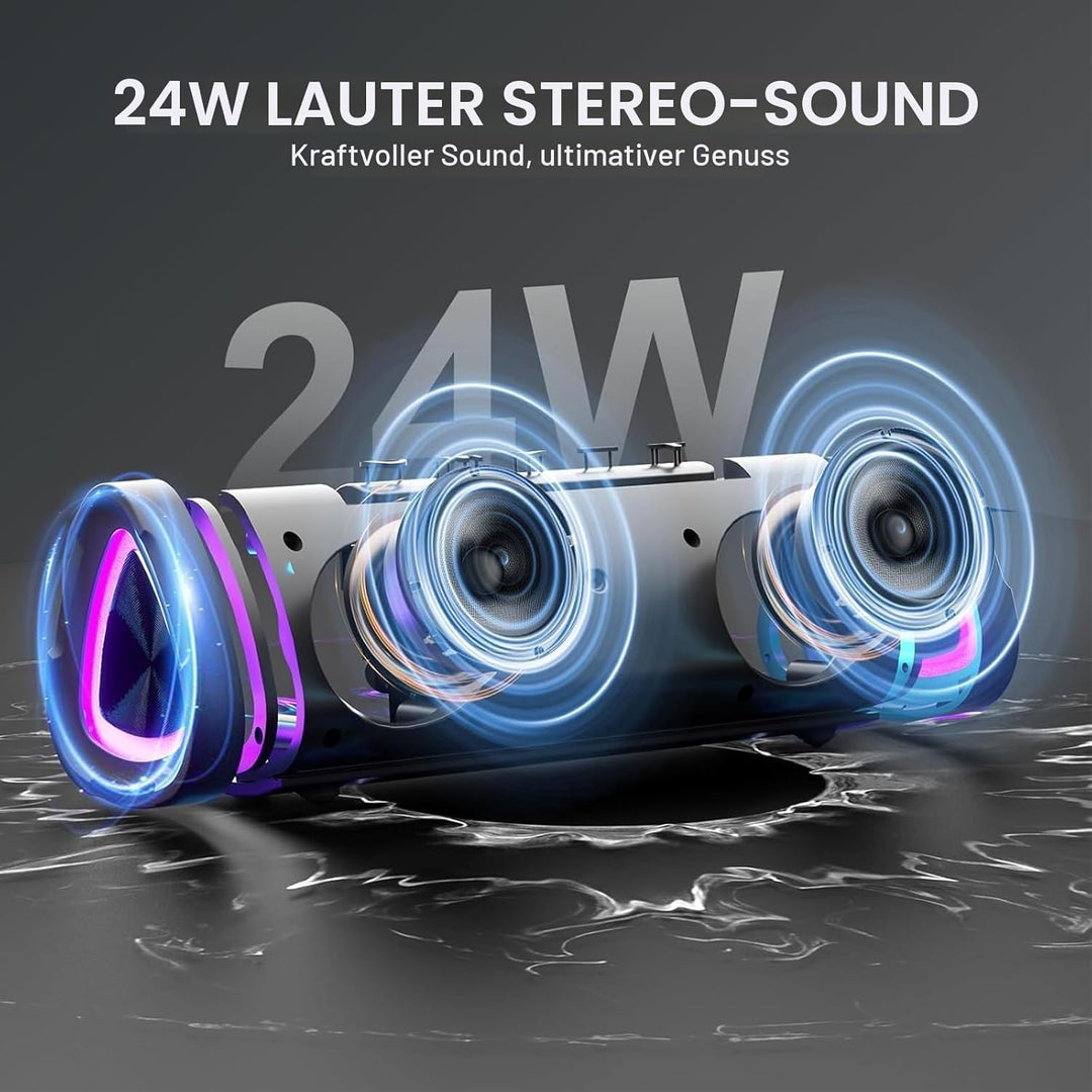 aowoka Bluetooth Lautsprecher mit Licht, 2026 Musikbox Tragbarer Box, Bluetooth 5.4, 30 St, Verbesse