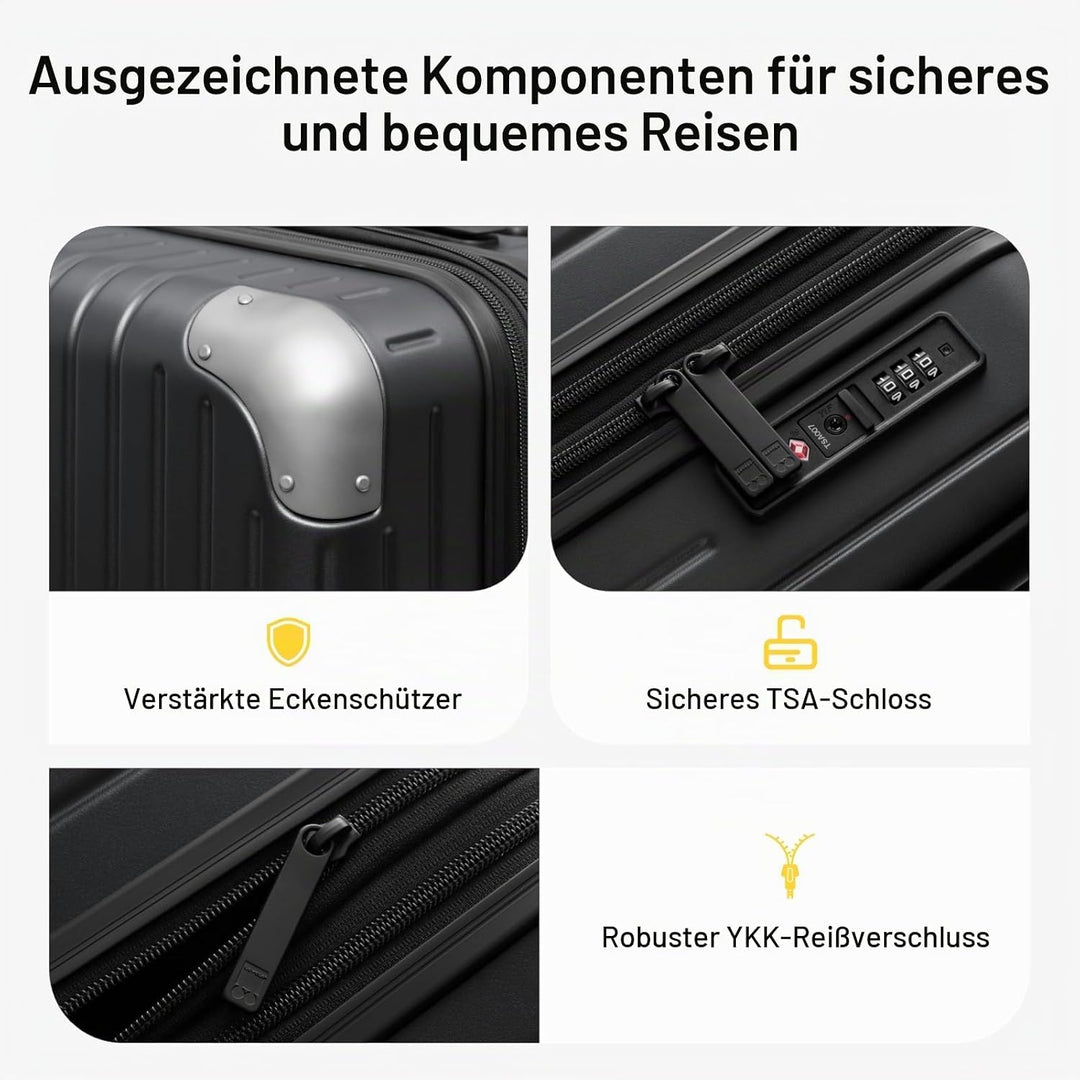 LEVEL8 Koffer Trolley Leicht Handgepäck Erweiterbar, 55cm, 36-42L | Hartschalenkoffer aus 100% Polyc