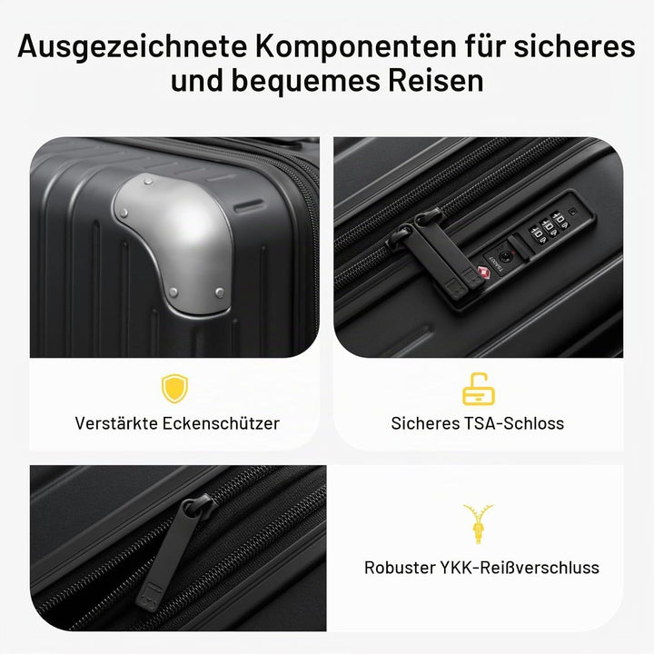 LEVEL8 Koffer Trolley Leicht Handgepäck Erweiterbar, 55cm, 36-42L | Hartschalenkoffer aus 100% Polyc