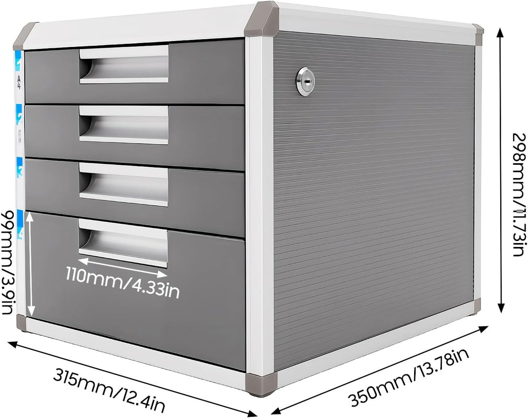 Hängeregisterschrank Büroschrank für Homeoffice mit 4 Schubladen Mehrzweckschran Metallschrank A4 Ak