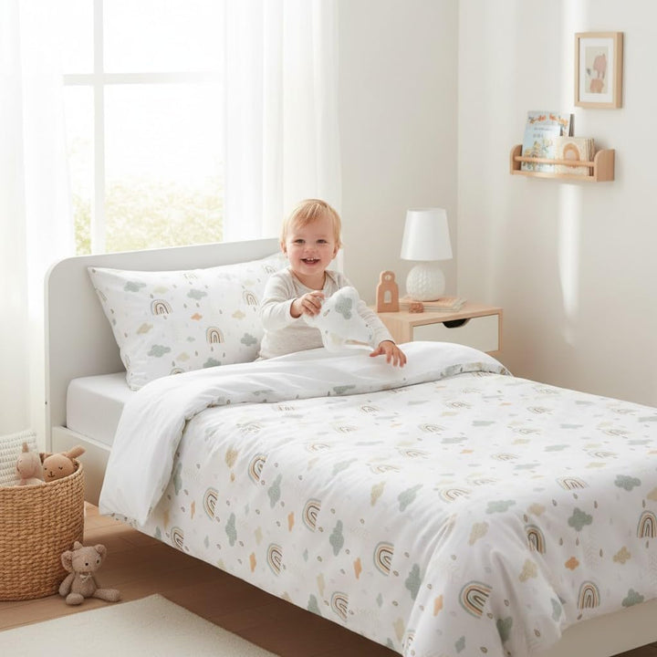 Wendbare Babybettwäsche-Sets (60 x 120 cm), 100 % Baumwolle, bestehend aus Bettbezug und Kissenbezug