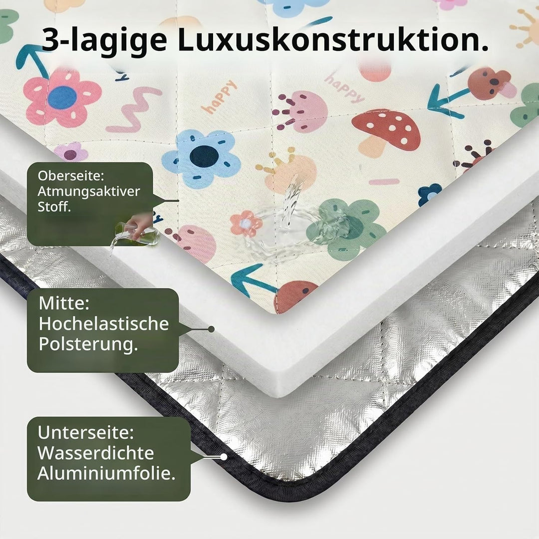 Picknickdecke, Campingdecke 200 x 200cm, Faltbare Strandmatte, mit Tragegriff, Tragbare Strandunterl