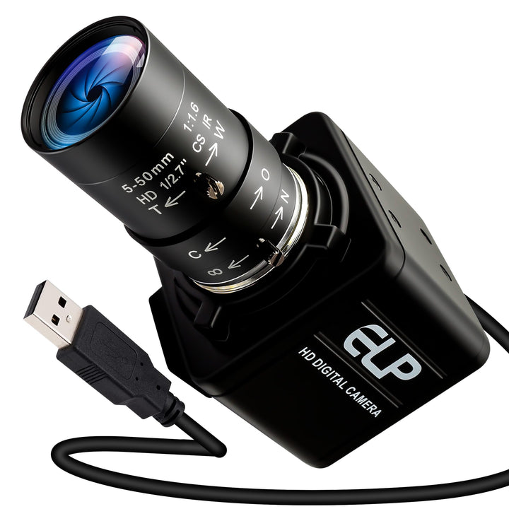 ELP 90fps Global Shutter USB-Kamera 1200P Golfschwungkamera mit hoher Bildrate, 5-50mm 10x manuelles