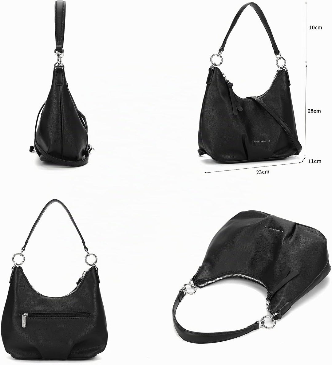 David Jones - Damen Hobo Schultertasche - Frau Handtasche PU Leder - Umhängetasche Mittelgrosse Lang
