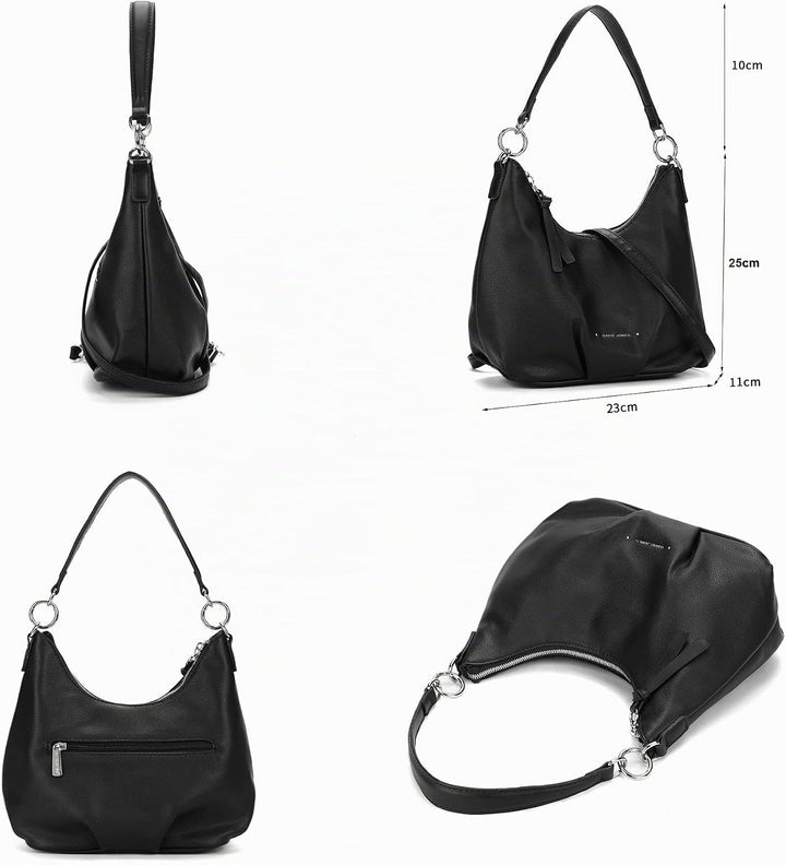 David Jones - Damen Hobo Schultertasche - Frau Handtasche PU Leder - Umhängetasche Mittelgrosse Lang