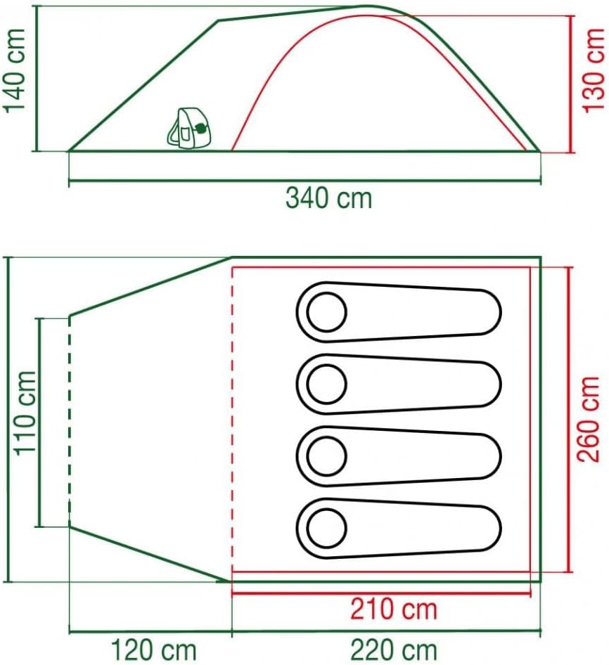 Coleman Kobuk Zelt, 3/4 Personen, 3/4 Mann Zelt, Igluzelt, Festivalzelt, Leichtes Kuppelzelt mit Vor