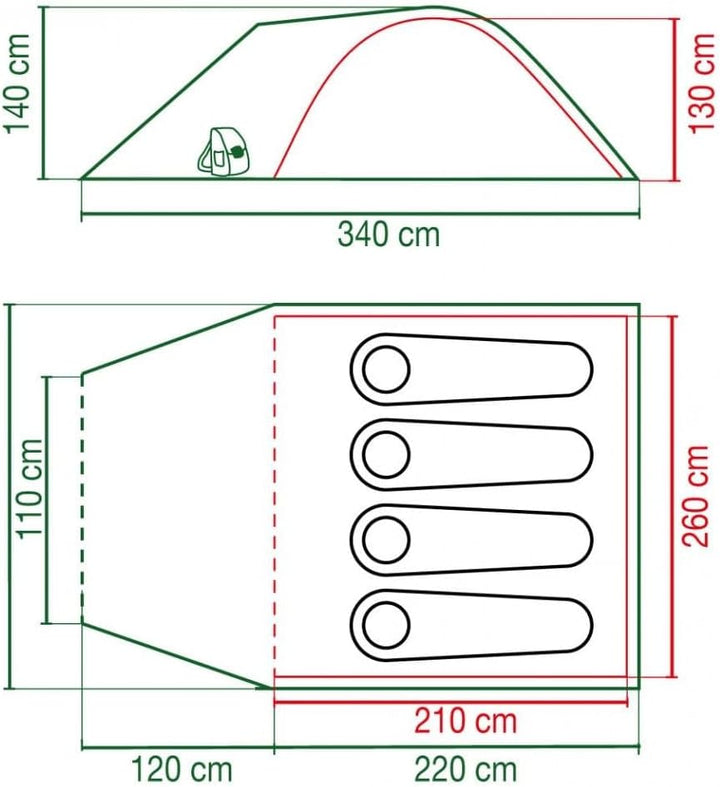 Coleman Kobuk Zelt, 3/4 Personen, 3/4 Mann Zelt, Igluzelt, Festivalzelt, Leichtes Kuppelzelt mit Vor