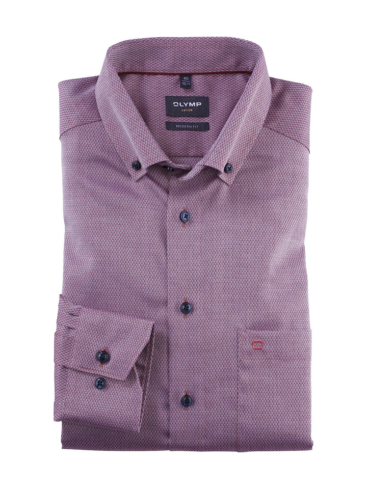 OLYMP Herren Businesshemd Langarm Luxor,Einfarbig,modern fit,Button-Down-Kragen 40 EU Dunkelrot 39,