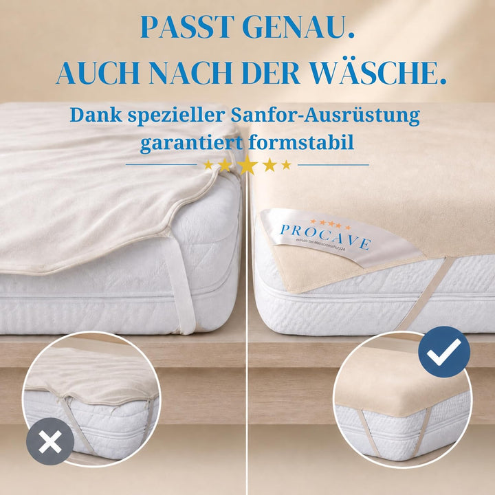 PROCAVE Matratzen-Auflage aus 100% Baumwolle, Natur-Matratzenschoner atmungsaktiv, hochwertige Molto
