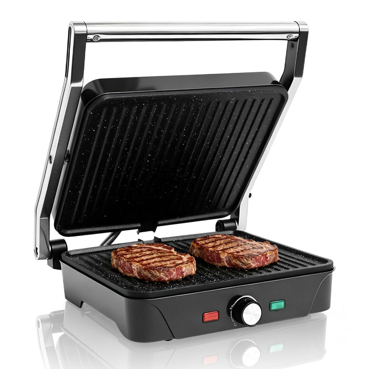 kisidus Kontaktgrill 2000W Panini Grill, Sandwich Maker, Tischgrill elektrisch 180° aufklappbar, ant