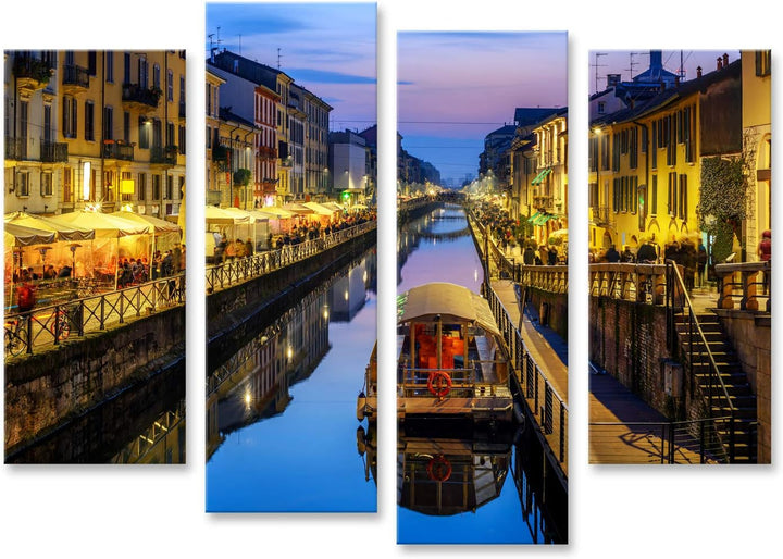 islandburner Bild auf Leinwand Mailand Stadt Italien Naviglo Grande Canal Bilder Wandbilder Poster L
