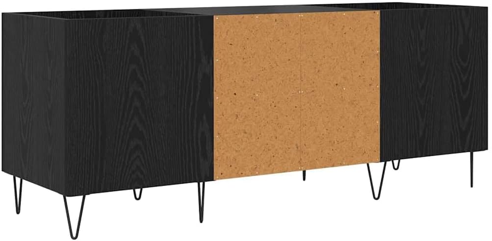 vidaXL Schallplattenschrank Schwarz Eichen-Optik 121 x 38 x 48 cm, Wohnzimmer, modernes Aufbewahrung