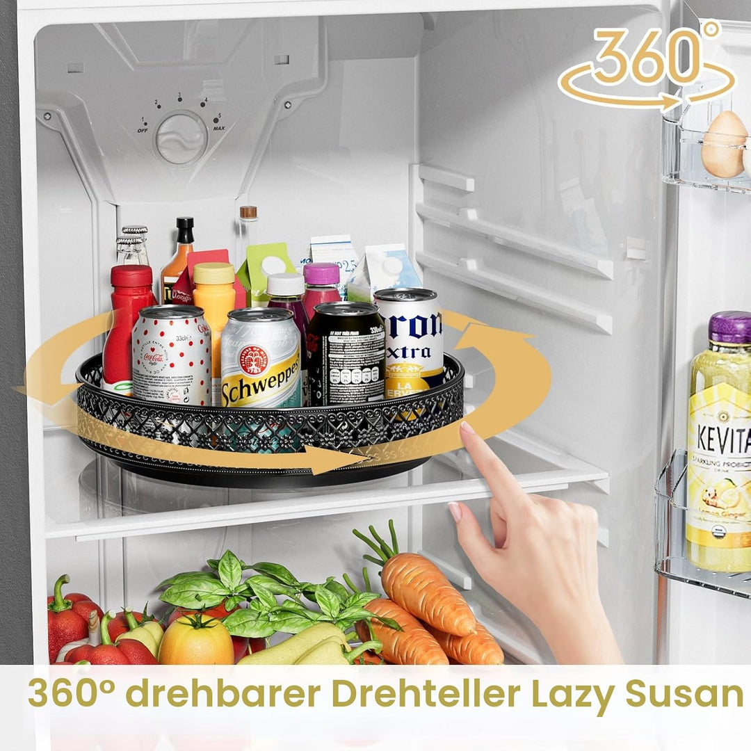 EKNITEY Lazy Susan Drehteller Organizer – 33 cm drehbares Gewürzregal, Metall, Gewürzaufbewahrung fü
