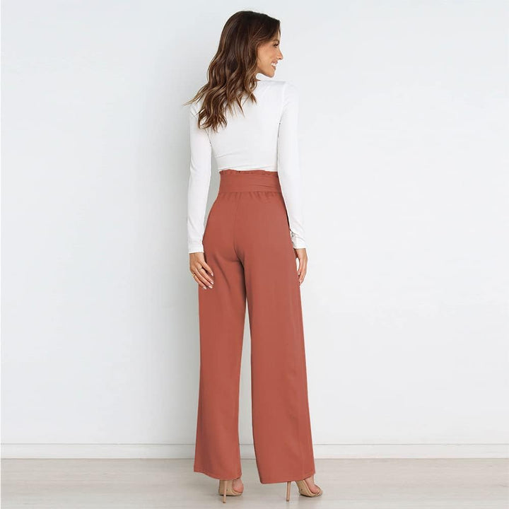 Odizli Damen Elegant High Waist Lang Weite Hose Sommer Business Festlich Anzughose mit Gürtel L Zieg
