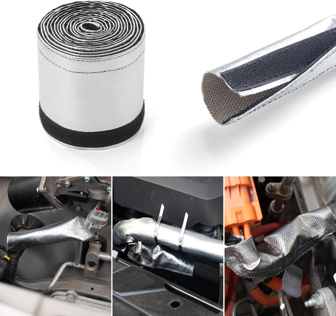 PAWBOSE Aluminisierte Hitzeschutzhülle 300 x 9.6 cm Hitzeschutz für Kraftstoffleitungskabel (ohne Ka