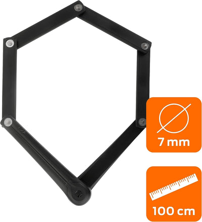 AXA Fold 100 – Faltschloss Fahrrad – Sicherheitsstufe 9 – Passend für alle Rahmen – 100 cm lang – Ab