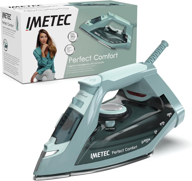 Imetec Perfect Comfort, Dampfbügeleisen, leicht, handlich, Kalkschutz, Dampfstoss 140 g, Edelstahlso