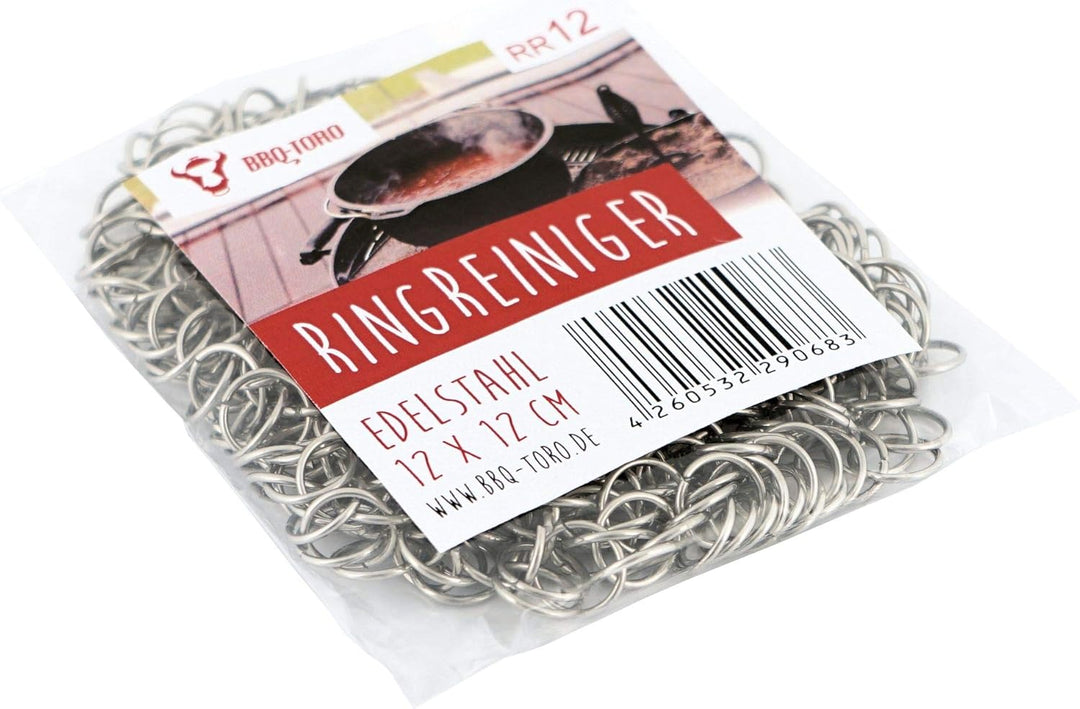 BBQ-Toro Edelstahl Ringreiniger | 20 x 20 cm | Topfreiniger für Gusseisen Pfannen und Töpfe | Dutch