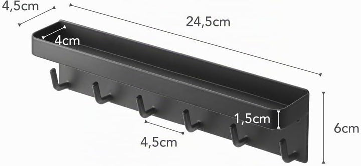 Yamazaki 2755 SMART Magnetischer Schlüsselhaken mit Ablage, schwarz, Stahl, minimalistisch, 24.5 x 4