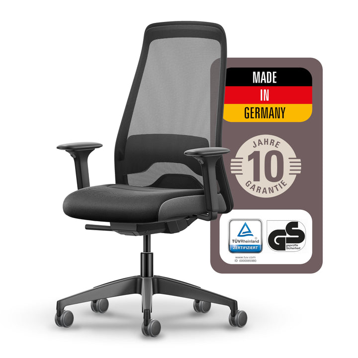 Interstuhl Style AIR + Ergonomischer Bürostuhl mit hoher Rückenlehne für grosse Menschen, Synchronme