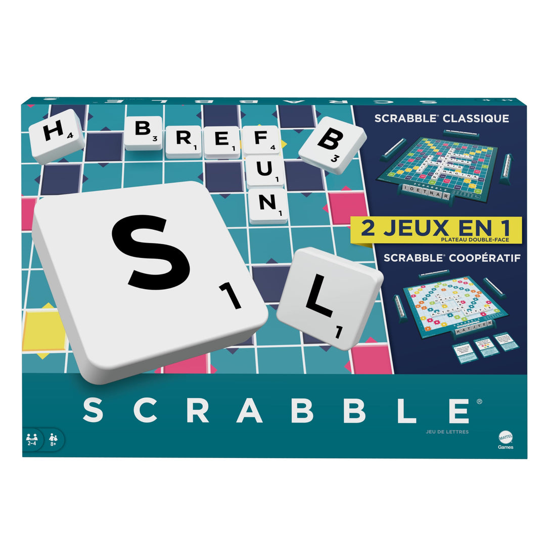 Mattel Games Scrabble Zwei in Eins, Version: Französisch, HWD44, Französisch
