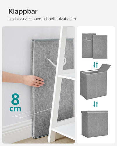 SONGMICS Wäschekorb 142 L, Wäschesammler aus Leinenimitat, Wäschesortierer, Wäschetruhe mit getrennt