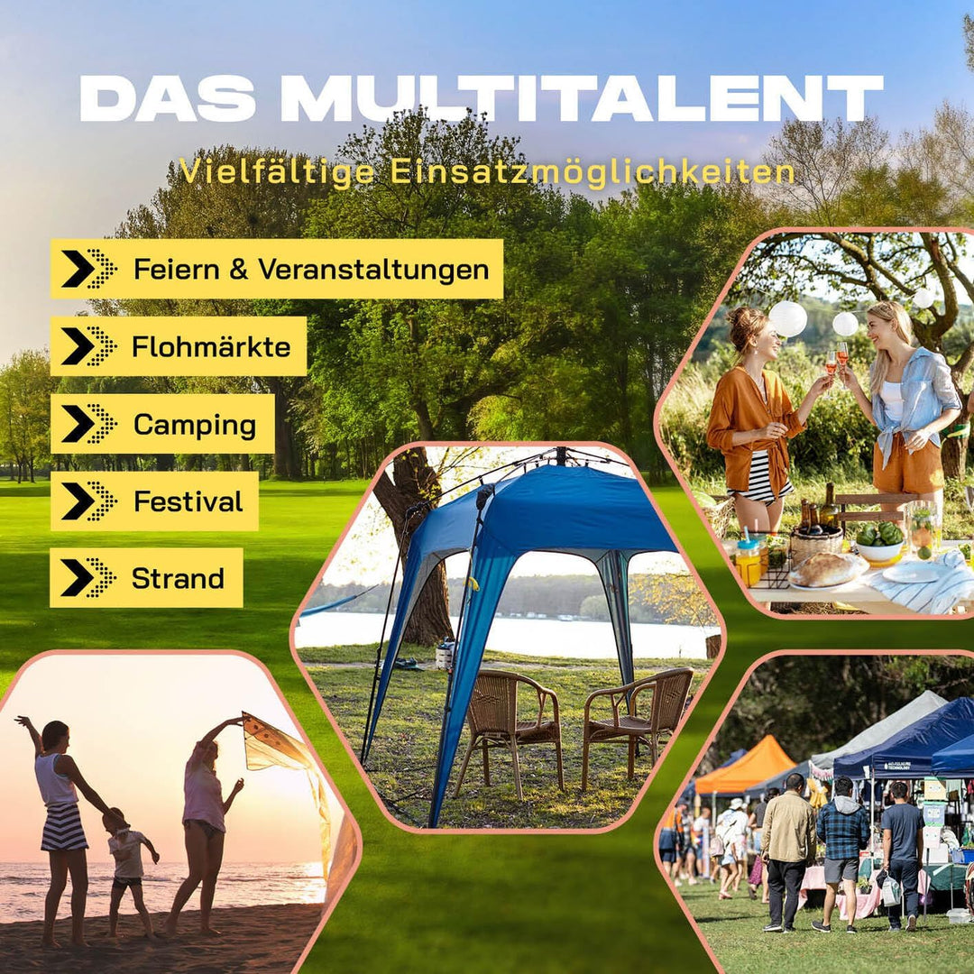 Lumaland Outdoor Pop Up Pavillon Gartenzelt Camping Partyzelt Zelt robust wasserdicht