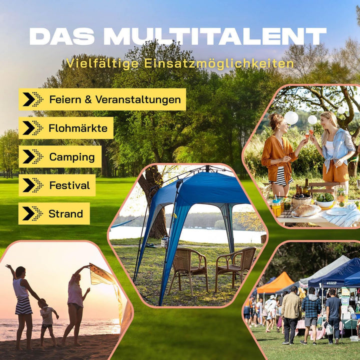 Lumaland Outdoor Pop Up Pavillon Gartenzelt Camping Partyzelt Zelt robust wasserdicht