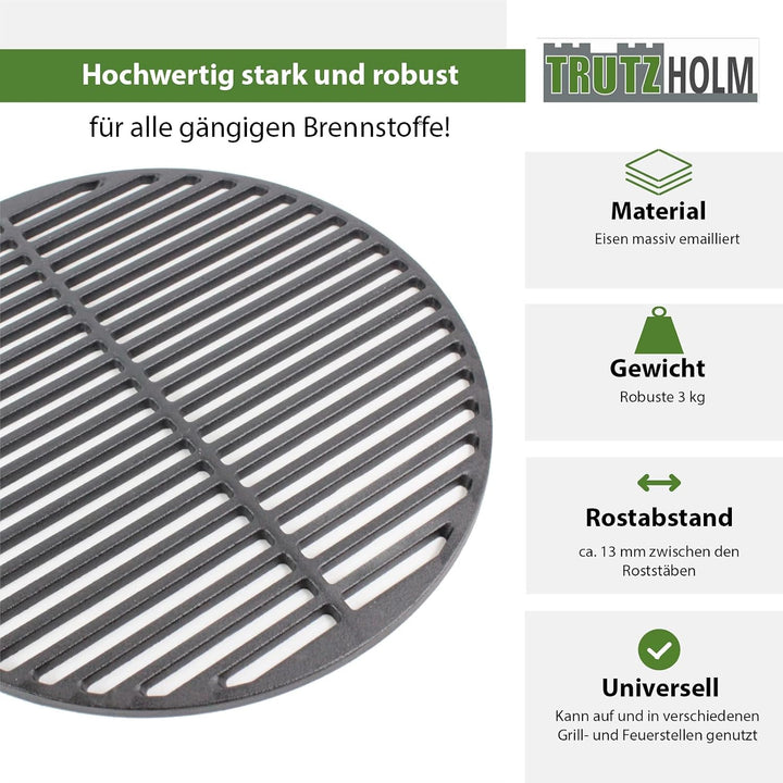 TRUTZHOLM Grillrost Ø 34,3 cm Rost Grillgitter BBQ Gusseisen emailliert Grillplatte rund