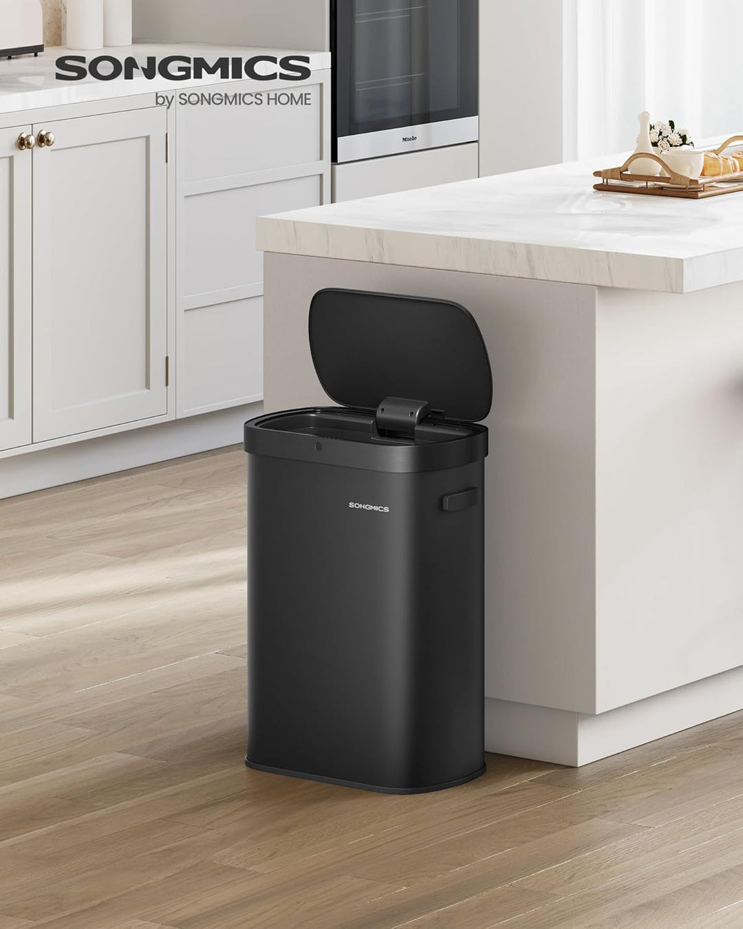 SONGMICS Mülleimer mit Sensor, automatischer Abfalleimer 50 L, Öffnen per Handbewegung oder Berühren