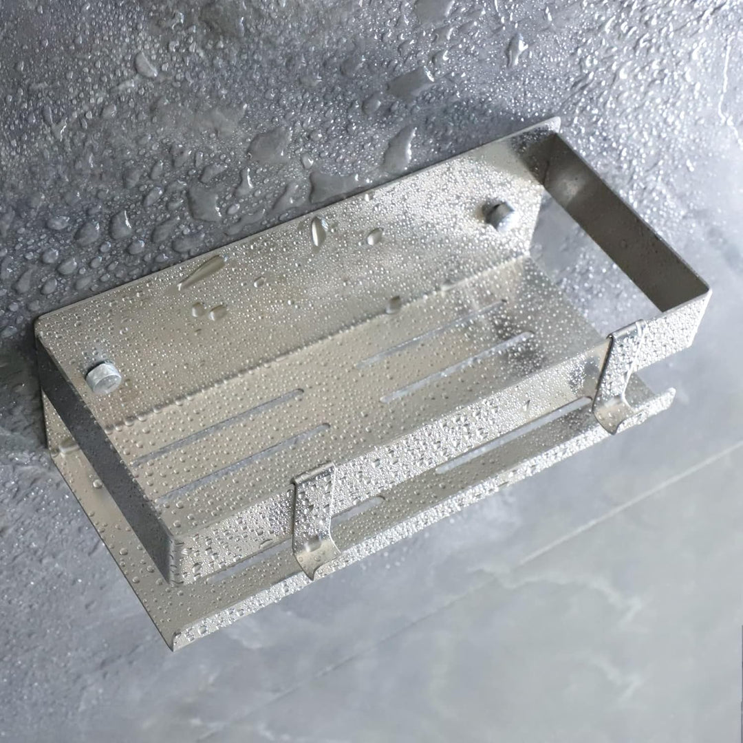 EXLECO Duschablage Ohne Bohren Duschregal Wand Edelstahl Badregal mit 2 beweglichen Haken Duschkorb