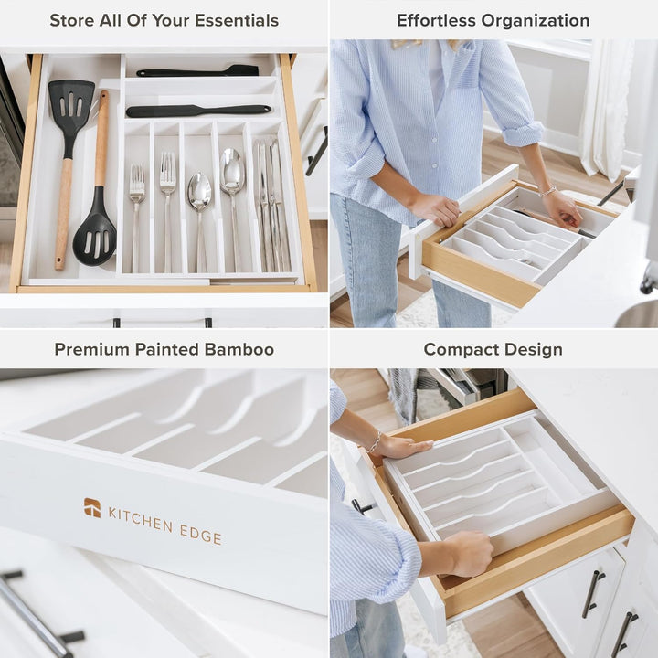 KitchenEdge Hochwertiger Besteck- und Utensilien-Organizer für schmale Küchenschubladen, erweiterbar