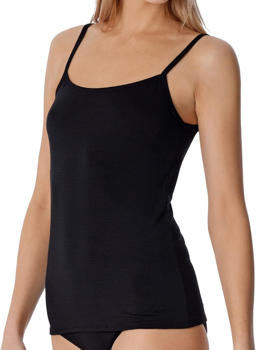 Schiesser Damen 2 PACK Spaghettitop Unterhemd - Modal Essentials 38 4 X Schwarz, 38 4 X Schwarz