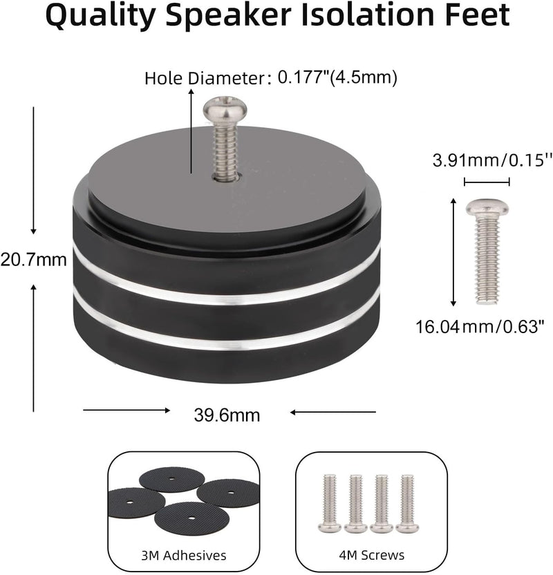 Speaker Shock Absorber Feet YuanYong 40x20mm Lautsprecher-Isolationsfüsse mit 3M-Klebstoffen,Lautspr