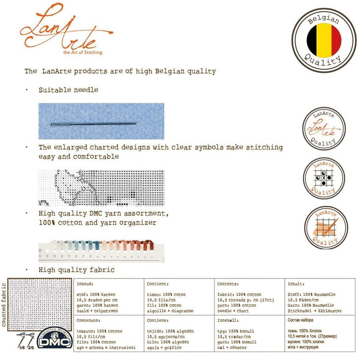 Lanarte Zählmusterpackung Asiatisches Paar Kreuzstichpackung, Baumwolle, Mehrfarbig, 49 x 45 x 0.3 c