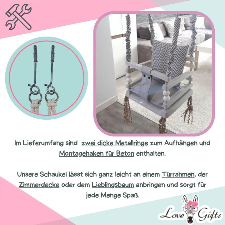 Love Gifts® Schaukelsitz Outdoor - Babyschaukel/Kinderschaukel - Schaukel für Garten, Zimmer oder Ki