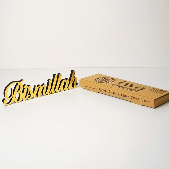 iwa concept Bismillah Gold | Heimdekoration oder islamische Dekoration für Tisch oder Regale | Heimd