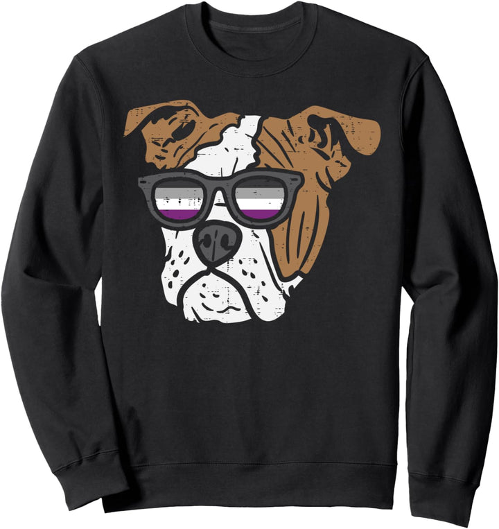 English Bulldog Dog LGBTQ Asexual Flag Ace Pride Ally Sweatshirt