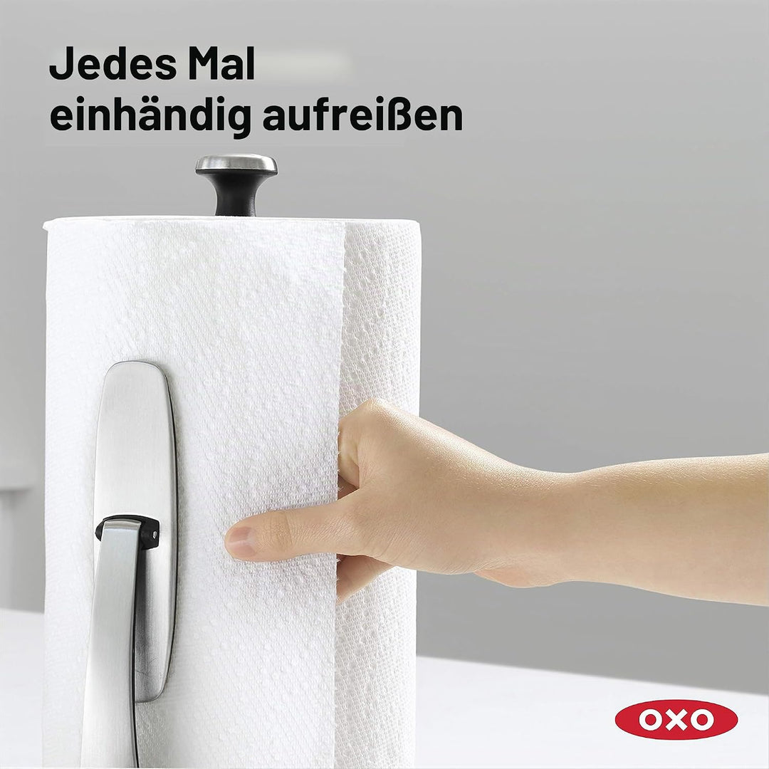 OXO Good Grips SimplyTear Standing Paper Towel Holder, Brushed Stainless Steel Good Grips Simply Tea