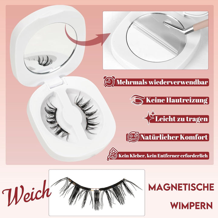 Higu clace Magnetische Wimpern,Magnet Wimpern Ohne Eyeliner,Magnetische Wimpern mit Applikator,Wimpe
