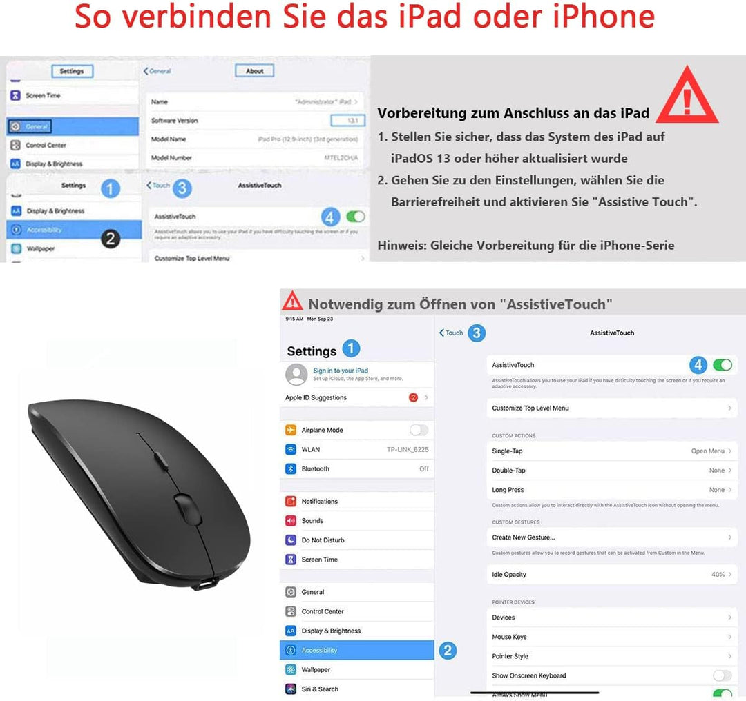 LEAPEST Kabellose Bluetooth Maus für MacBook Pro/Air/Mac/iPad/Laptop/Desktop/Mac/PC/Computer/Telefon