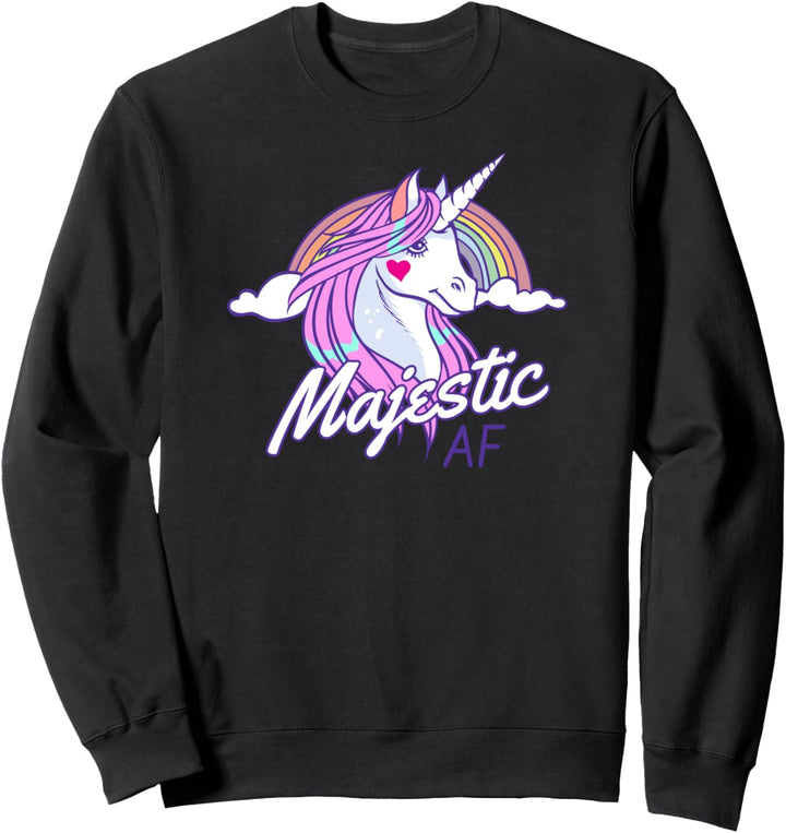 Majestätische AF niedlichen Einhorn Kawaii Regenbogen lustig Sweatshirt