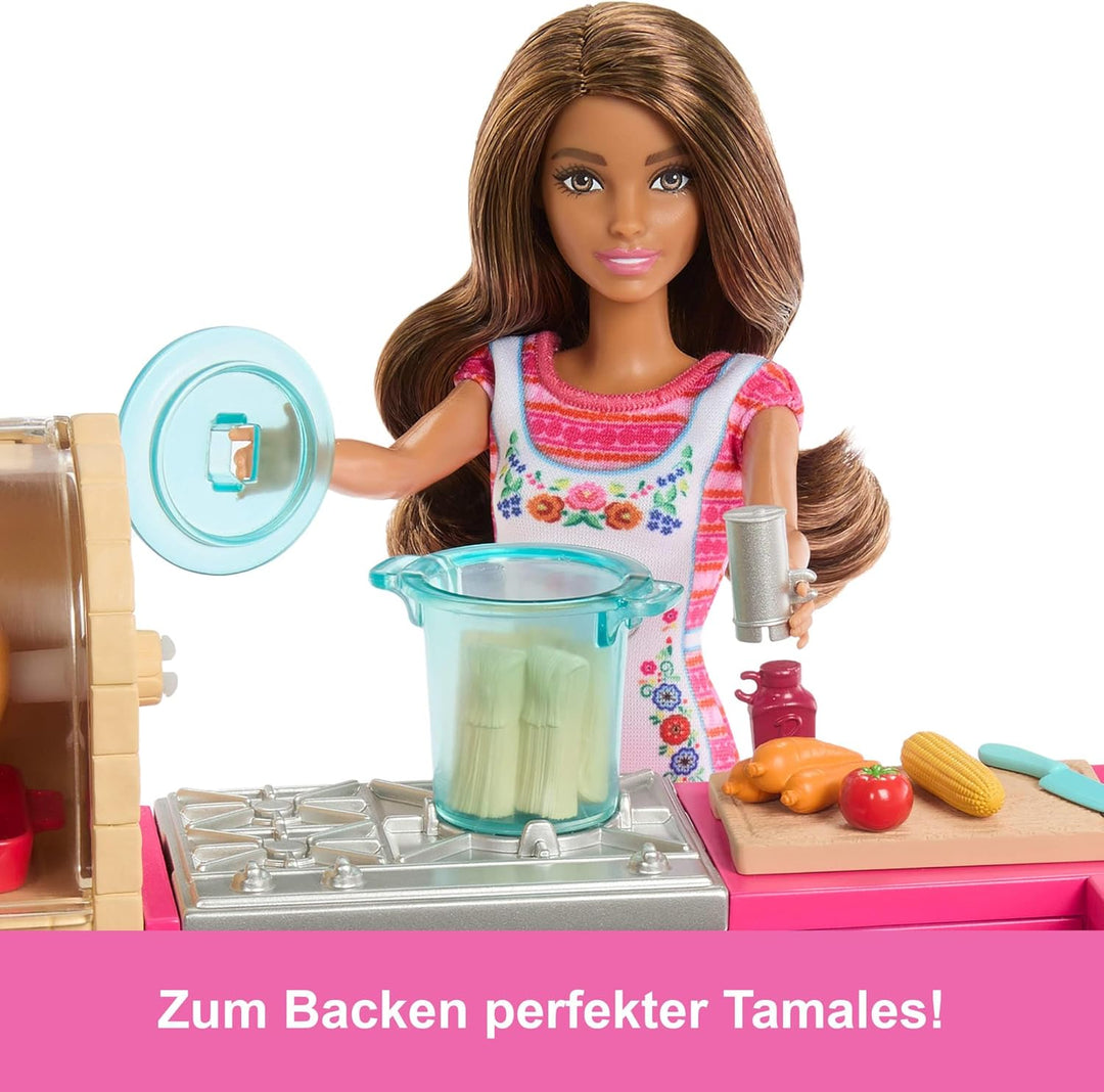 Barbie und Teresa Rezept für Freundschaft Teresa-Modepuppe und Küchenspielset mit mehr als 20 Zubehö