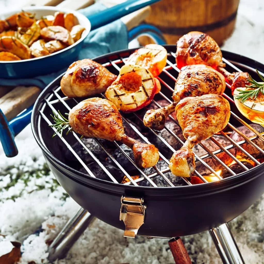 KUGELGRILL MINI IN SCHWARZ PICKNICKGRILL TISCHGRILL CAMPINGGRILL PICKNICK - GRILL