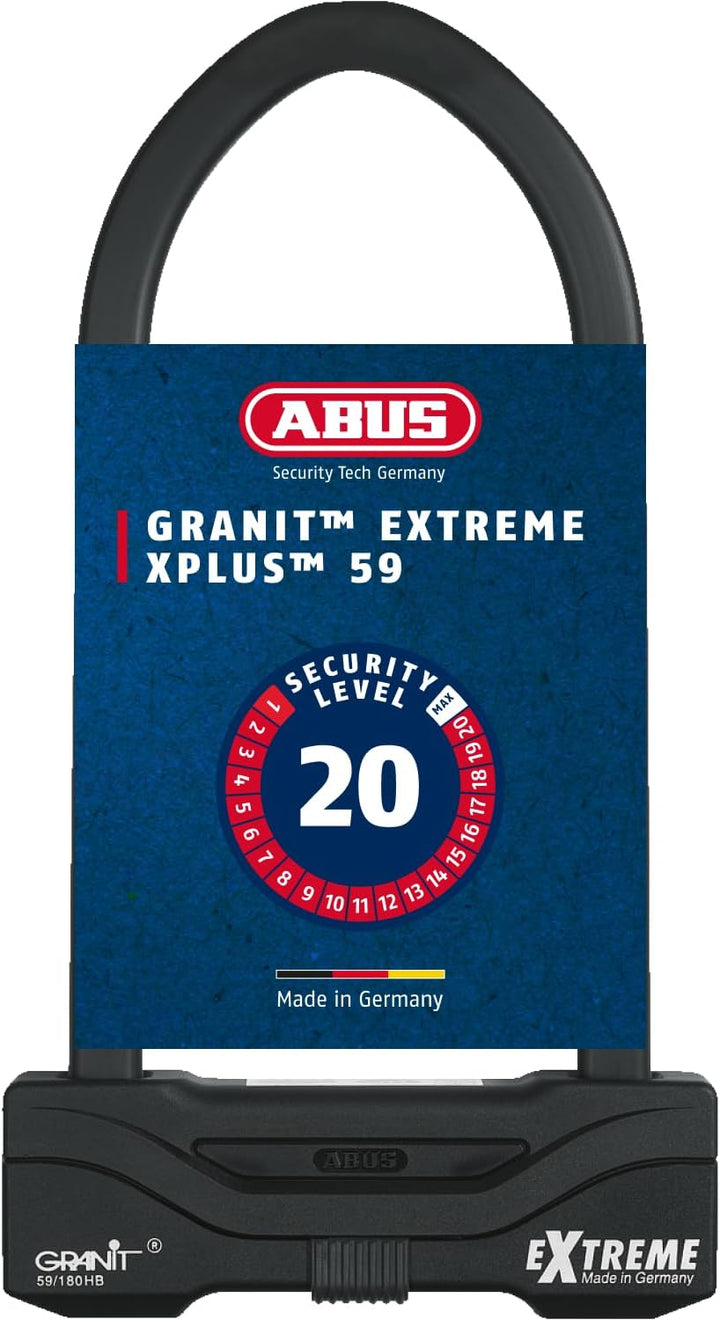 ABUS Bügelschloss Granit Extreme 59 – Motorrad- & Fahrradschloss mit XPlus Zylinder – höchstes ABUS-