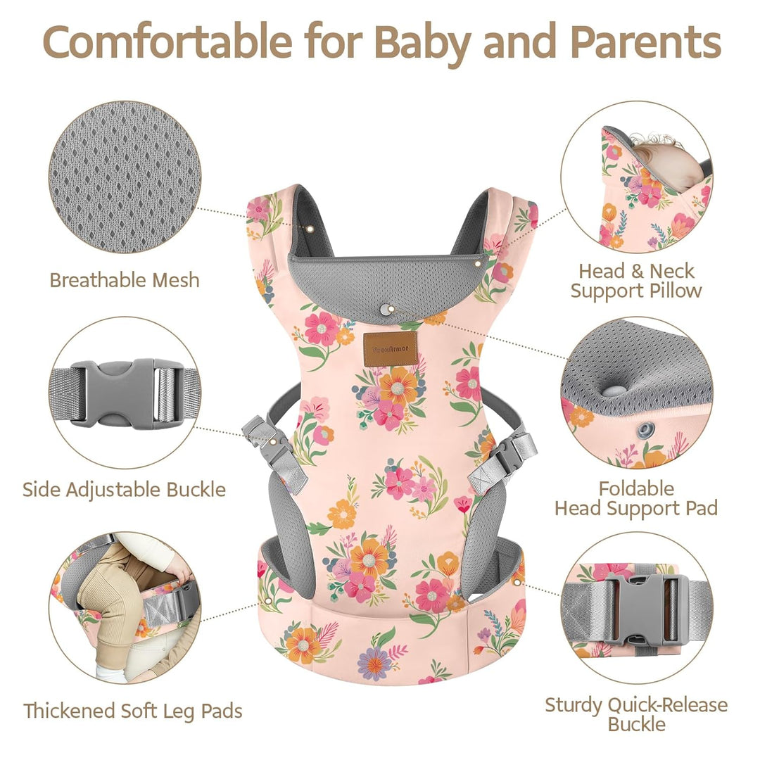 Babytrage Neugeborene ab Geburt,Ergonomische Gemütlich und Leichtgewichtig Baby Tragetuch mit Nacken